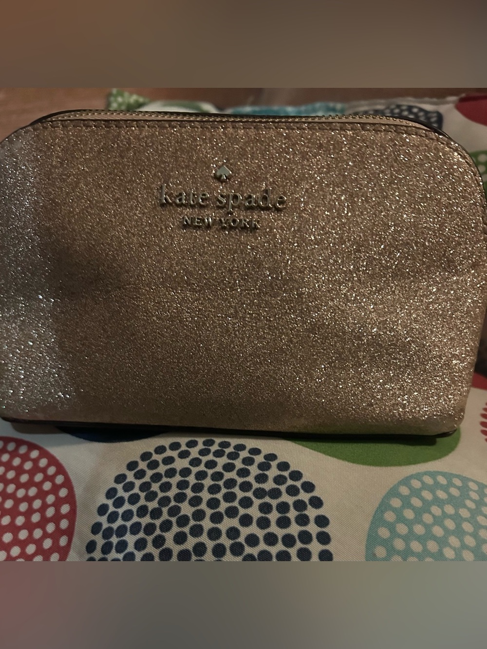 Kate Spade Rose Gold Shimmer Cosmetic Pouch